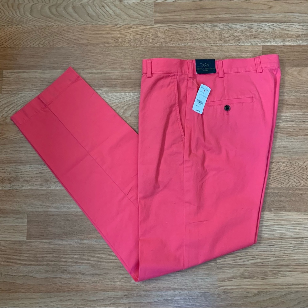 NWT Men's 346 Brooks Brothers Clark 34/34 Salmon Pink Chino Pants